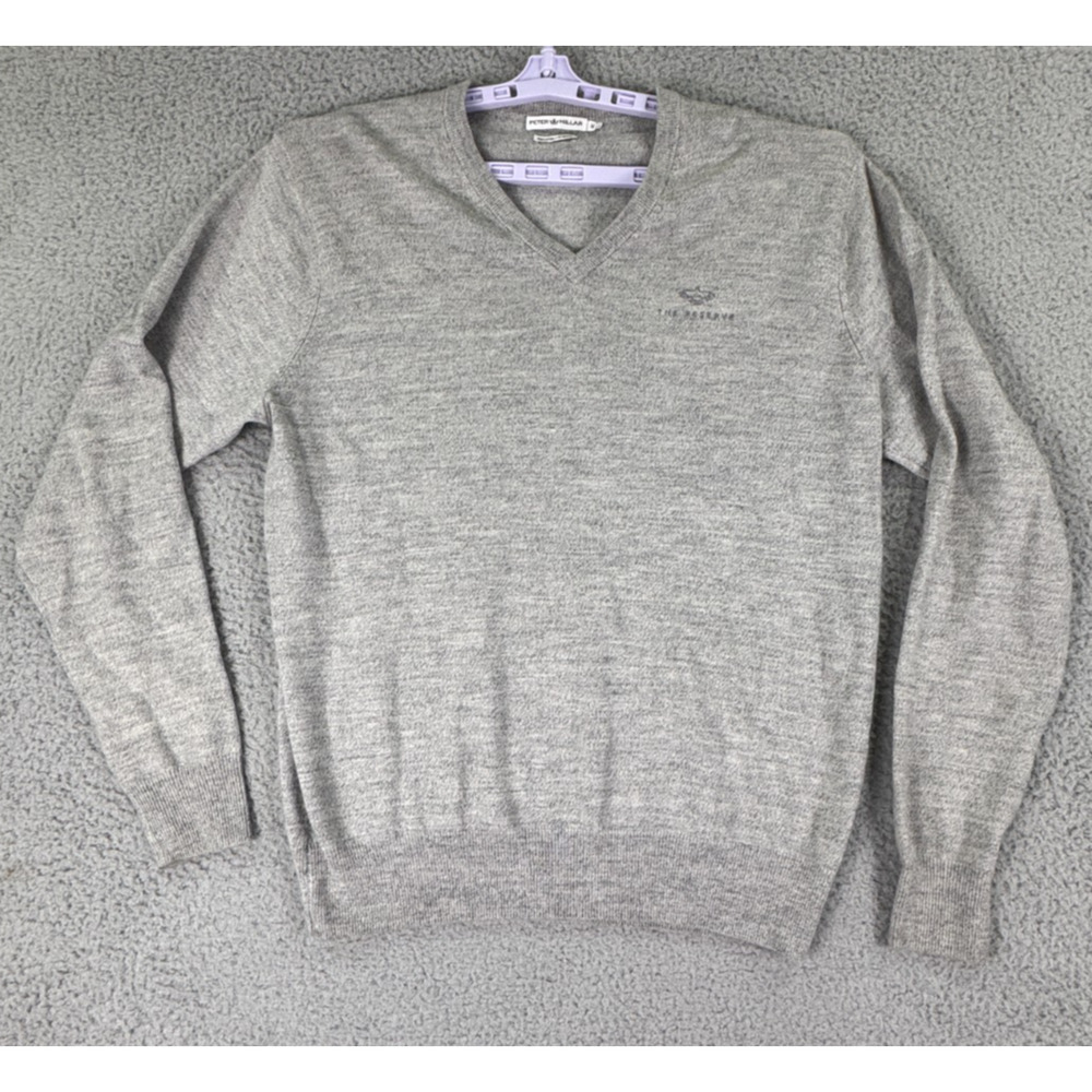 Peter Millar Merino Wool Sweater Mens M Gray V Neck Golf Pullover